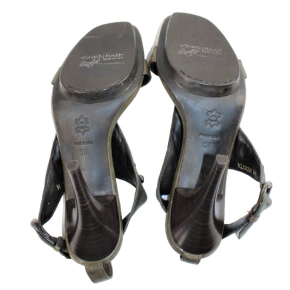 Donald J. Pliner Nekita Leather Studded Olive Green Heeled Halter Sandal Size 6 - Picture 7 of 7